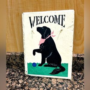 Slate Welcome Sign with Black Dog